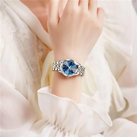 Analog Quartz Stainless Steel Waterproof Luminous Day Date Two Tone Wristwatch main image 3